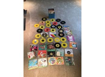 Box Of Records Including Rare Yellow Records