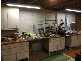 Huge Lot Of Workbench Contents, Everything On Top Of The Workbenches Goes