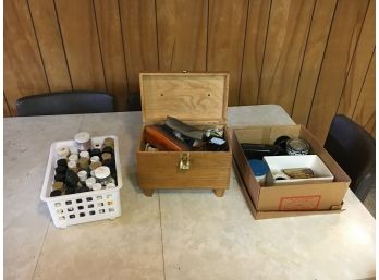 Shoe Shine Kit And Box Of Paint
