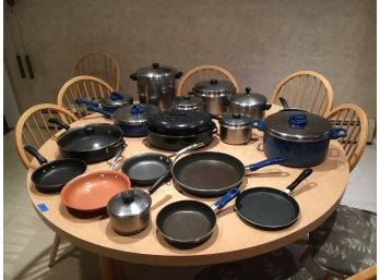 Table Lot Of Pots And Pans