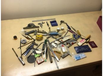 Lot Of Machinist Tools Including Contents Of A Toolbox With Brown And Sharp 595 Gage Set