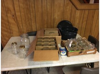 Lot Of Canning Jars And Other Jars, Also Canning Jar Pot