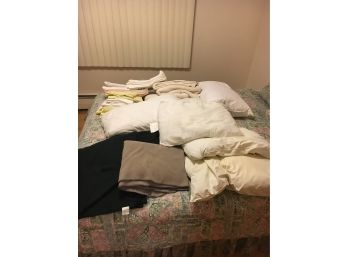 Lot Of Pillows, Blankets, And Bedding