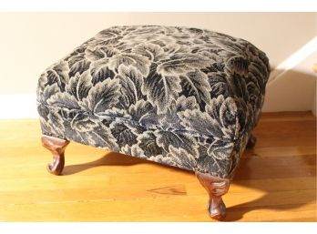 Antique Upholstered Ottoman With Hand-carved Cabriole Legs
