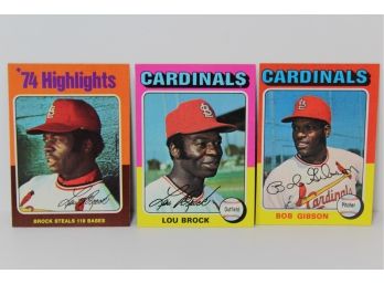 1975 Topps Baseball Cardinals Group Brock - Gibson - '74 Highlight Brock Steals