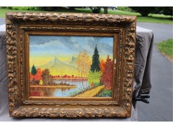 Original Oil By Sheehan - Mountain Lake