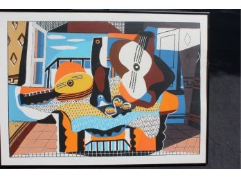 Great Vibrant Lithograph By Picasso  'Mandoline Et Guitare' (Mandolin And Guitar)