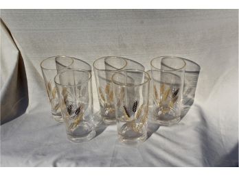 Set Of 5 Vintage 1970s Homer Laughlin Golden Wheat Glass Tumblers