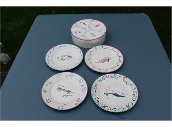 4 French Style Dessert/Salad Plates In Nice Fashion Box