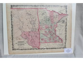 1862 Johnson's Minnesota And Dakota From Johnson & Ward- Great Detail!