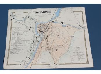 1868 Seymour CT - Beers Map On Archival Fabric - Excellent!
