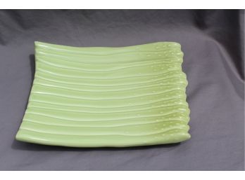 Crate And Barrel Green Asparagus Serving Platter Made In Portugal
