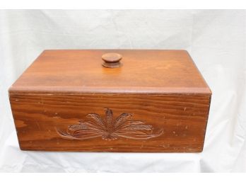 Vintage Wooden Covered Bread Box