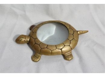 Vintage Brass Turtle Table Magnifier & Paperweight