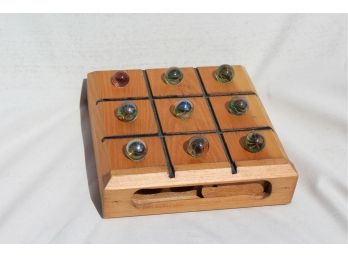 Very Fun Tic Tac Toe Wooden Game With Hideaway Marbles