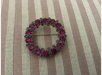 Pretty Faceted Rose And Lavender Rhinestone Pin - Lot #7