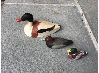 A Trio Of Hand Painted Wooden Ducks