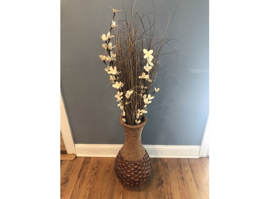 Decorative Fake Plant With Wicker Vase, 50'H