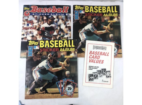 Topps Baseball Sticker Albums 1982 And 1983 And Card Value Booklet, 4 Pieces
