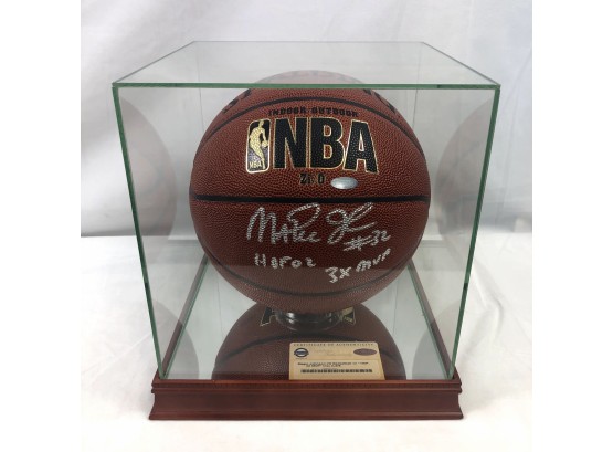 Magic Johnson #32 'HOF 3X MVP' Signed Spalding Basketball With Steiner COA