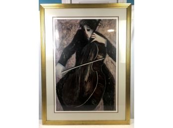 2003 Barbara A Wood, The Cellist, Artist Hand Signed Proof W/ Custom Framing