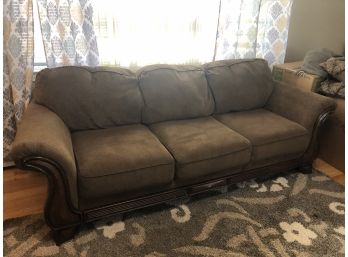 Large Tufted Back Wood And Upholstered Sofa