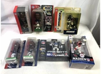 Mixed NFL Collectible Sports Figures And Bobble Heads - Original Boxes, 7 Pieces