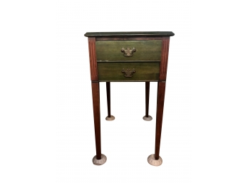 Unique Vintage Style Side Table With Green Stain