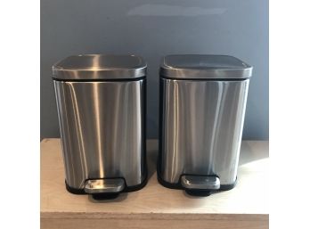 Foot Pedal Stainless Steel Trash Bin, 2 Pieces