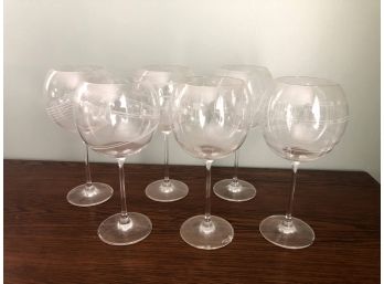 Mikasa Etched Wine Glasses, 6 Pieces