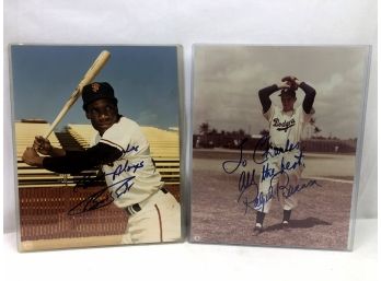 Vintage Lot Signed Photographs, Bobby Bonds And Ralph Branca - 2 Pieces
