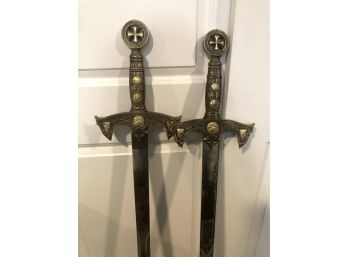 Large Decorative Iconographic Templar / Medieval Style Swords, 2 Pieces (Lot A)