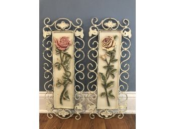 Decoline Decorative Floral Iron Wall Hangings, 2 Pieces