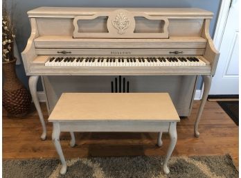Classic Player Piano Story And Clark White Wood Piano, Model 15256
