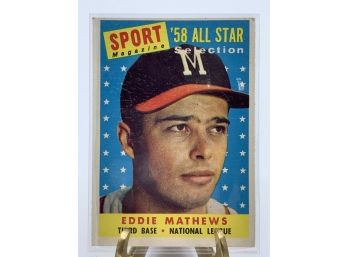 Vintage Collectible Card 1958 Topps All Star Eddie Matthews