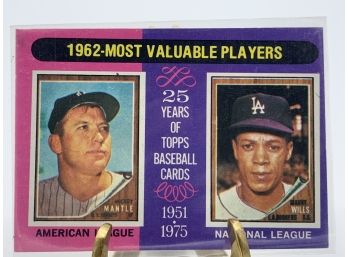 Vintage Collectible Card 1975 Topps Mantle Wills 1962 MVPs