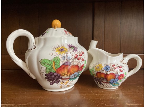 Vintage Copeland Spode Reynolds Tea Pot 6 Cup Capacity And Creamer