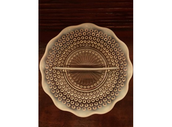 Anchor Hocking Hobnail Moonglow Two-Compartment Dish