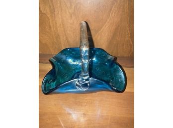 Vintage Handblown Blue Glass Candy Dish