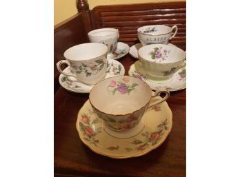 Assorted English Bone China Tea Cups And Saucers