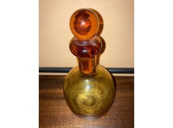 Vintage Amber Decanter With Ground Stopper
