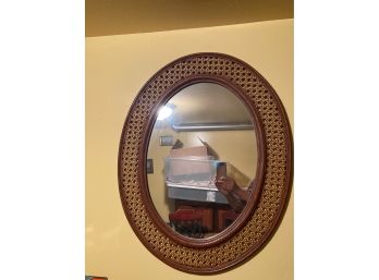 Vintage Oval Rattan Cane Mirror