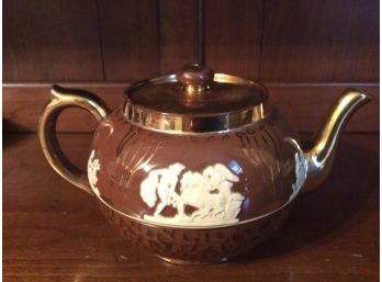 Vintage Gibson Brown Tea Pot With White Molded Relief