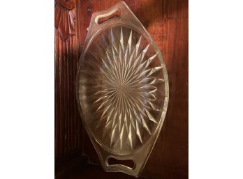 Vintage Large Oval Glass Serving Dish From The 1950's