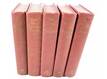 Set Of 5 Volumes In Red Covers From Walter J. Black Pub Doyle, Detective Stories, Haggard, Balzac, Tolstoi