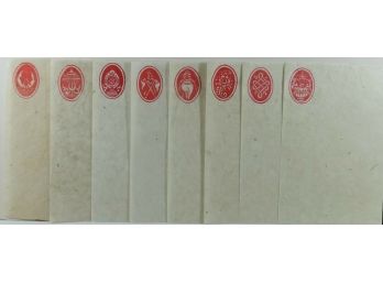 Vintage 8 Pieces Handmade Asta Mangal Paper With Symbols - From Nepal - Ephemera