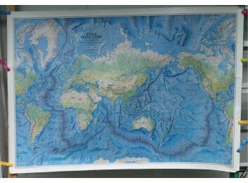 Rare Original 1981 National Geographic WORLD OCEAN FLOOR Map - Huge 47' X 68'