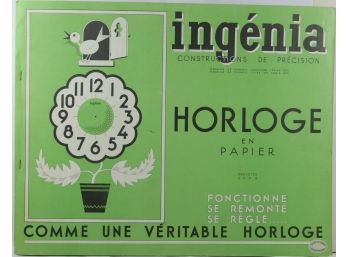 Antique Ingenia Horloge En Papier - Constructions De Precision Paper Clock Model