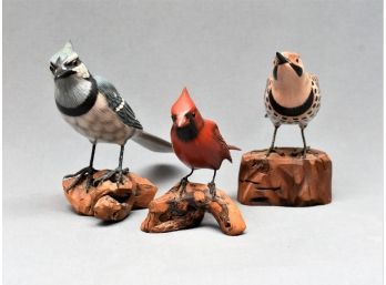 Hand Carved Wooden Birds