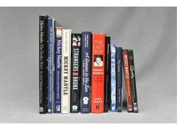Collection Of Books On Yankees Great Mickey Mantle